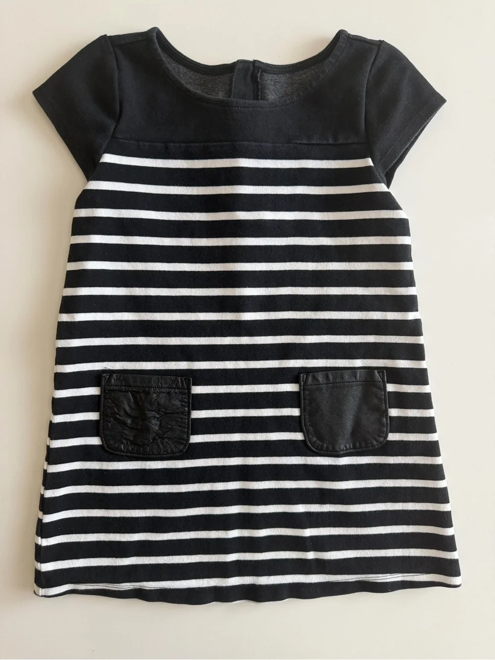 Gymboree Girls Size 6 Black & White Striped Pocket Dress